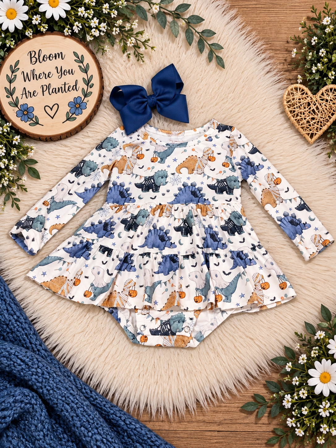 Trick-or-Saurus Girl Infant Romper