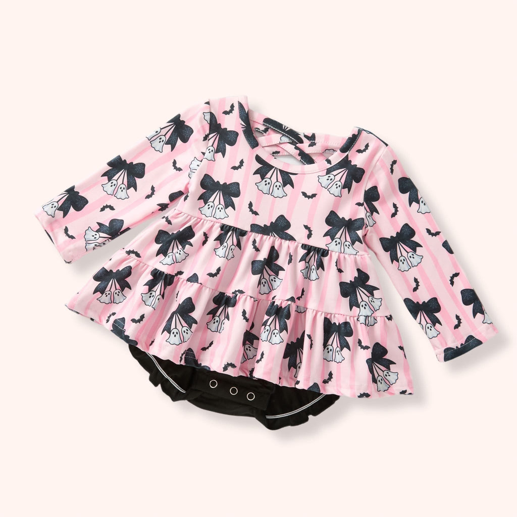 Little Boo Bows Pink Halloween Infant Romper