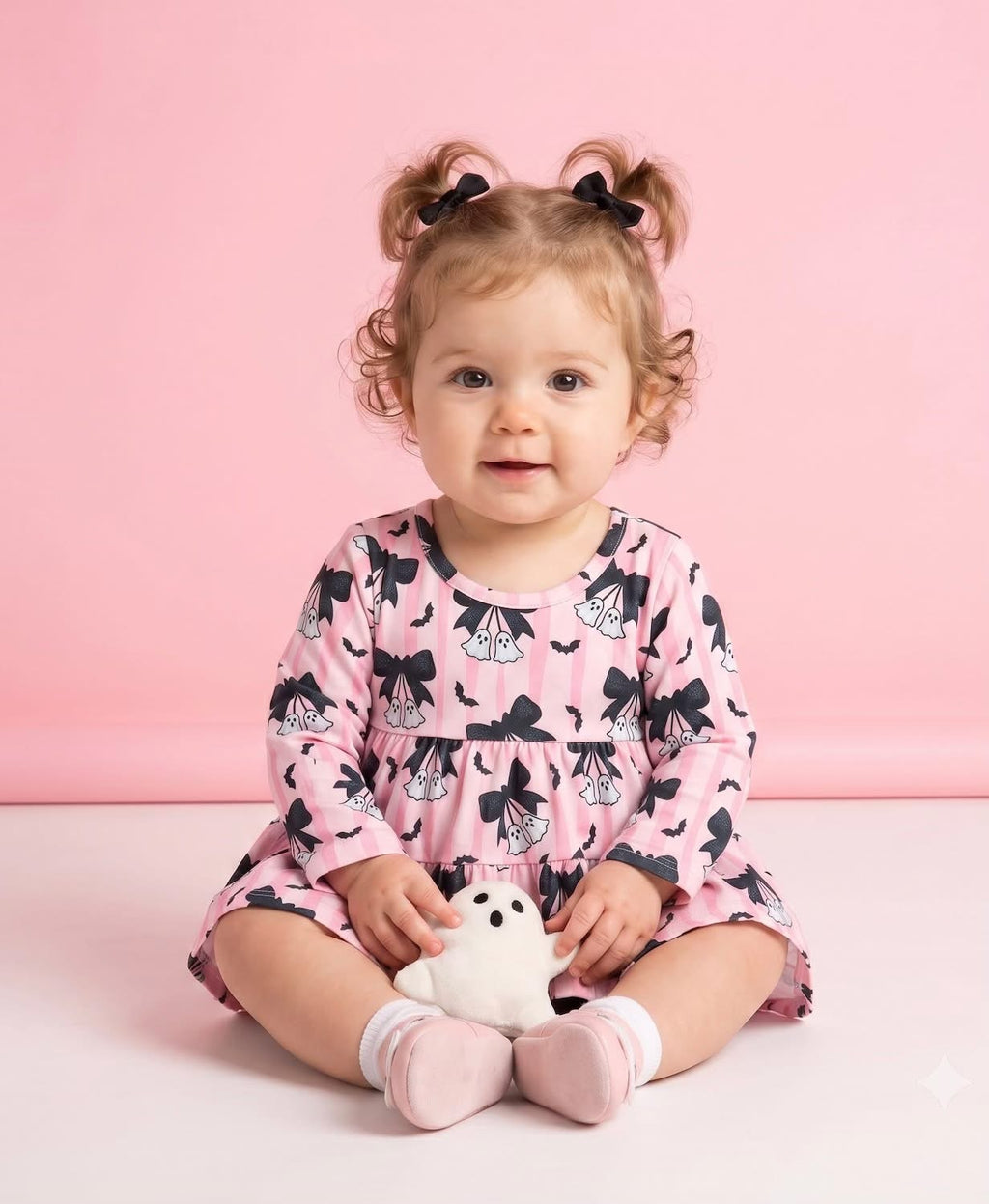 Little Boo Bows Pink Halloween Infant Romper